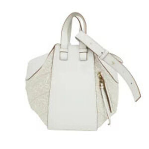 Loewe Hammock Bag White Shoulder Hand Jacquard Anagram Leather